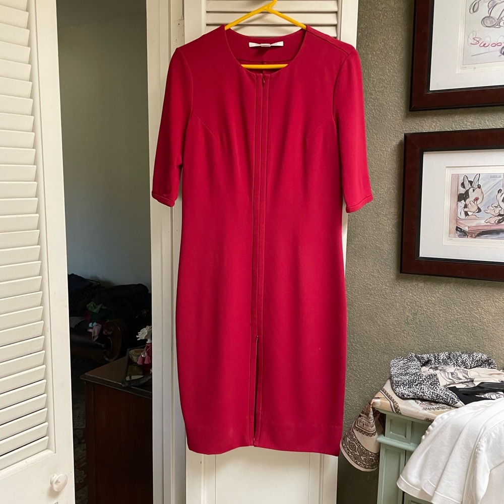 Diane von Furstenberg red zipper dress.